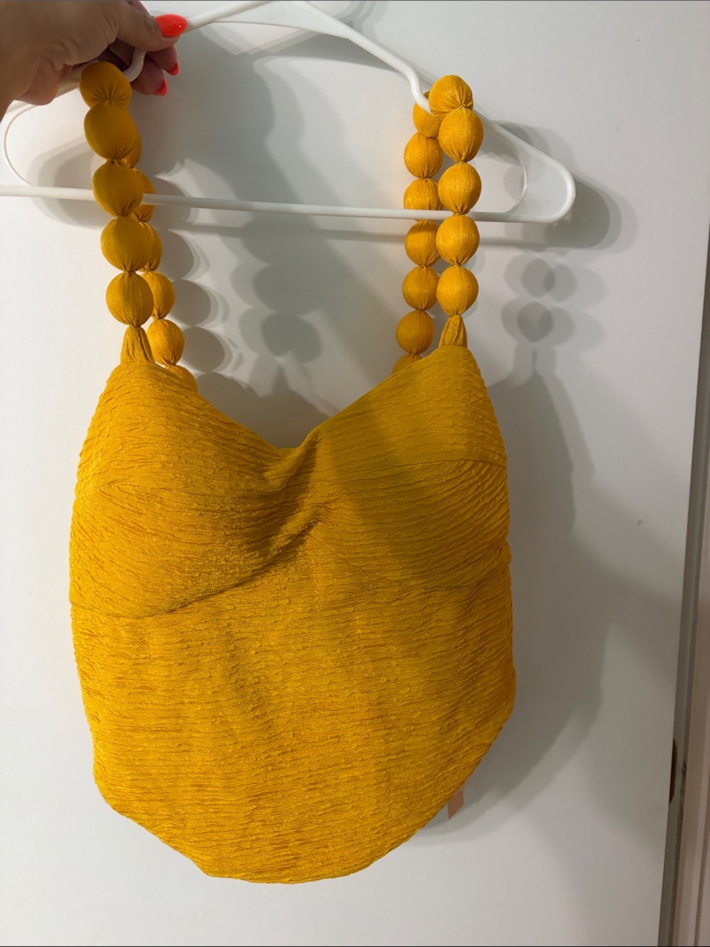 Structured Knit Tank Top with Beaded Straps - Yellow
